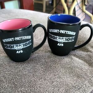 Wright-Patterson AFB Black Mugs with Pink and Blue Interiors